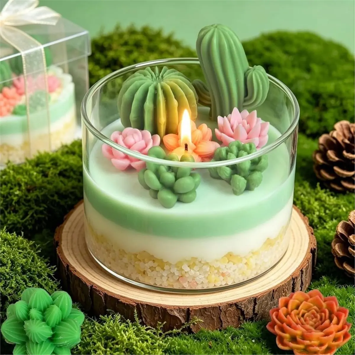 Plant Candle Molds, 3Pcs Cactus Silicone Molds for Candle Making, Epoxy Resin Casting, Handmade Soap