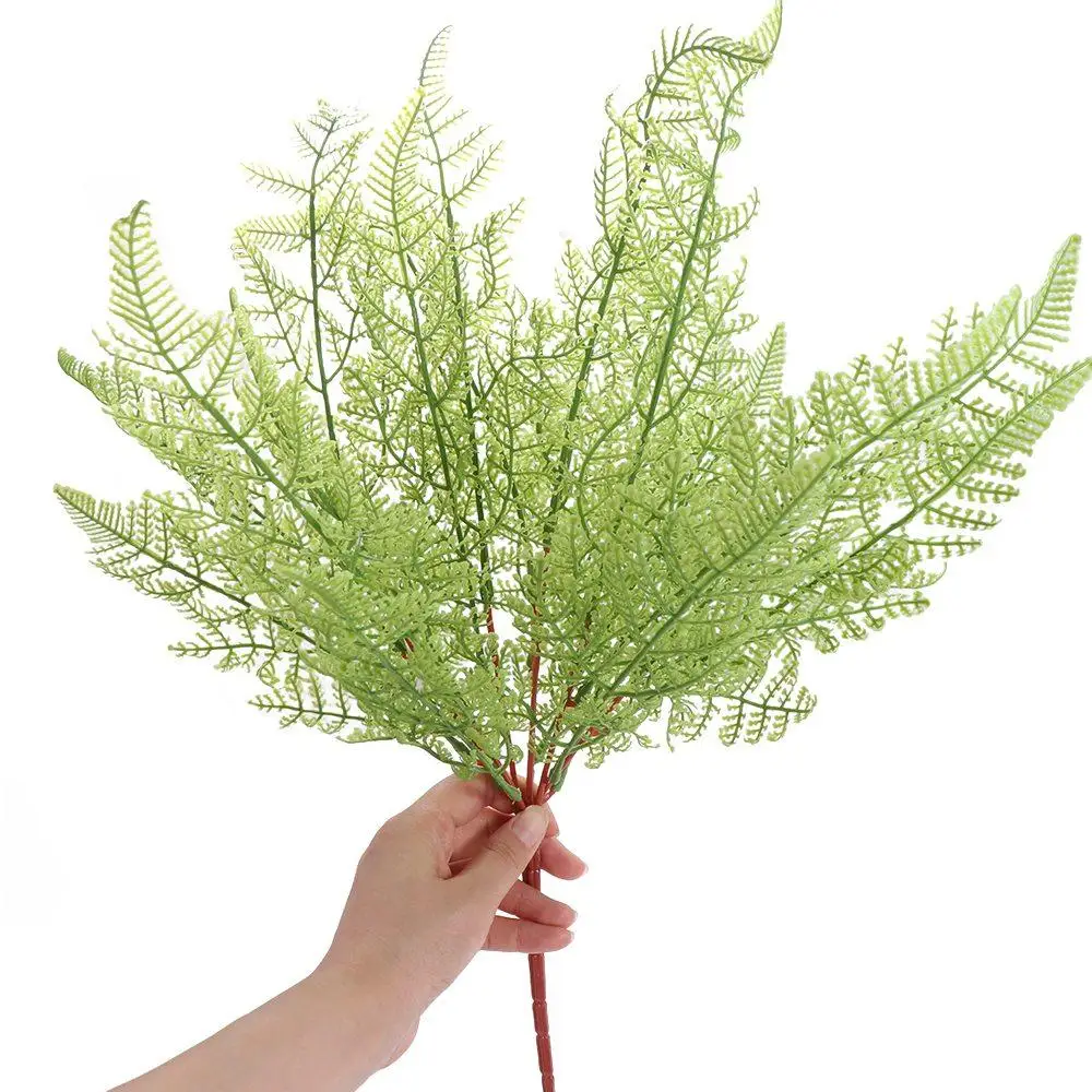 Realistic Artificial Fern Greenery Plants Plush 45cm Fishtail Pine Fern Leaves 7 Fork Handmade Fake Plants Desktop Decoration