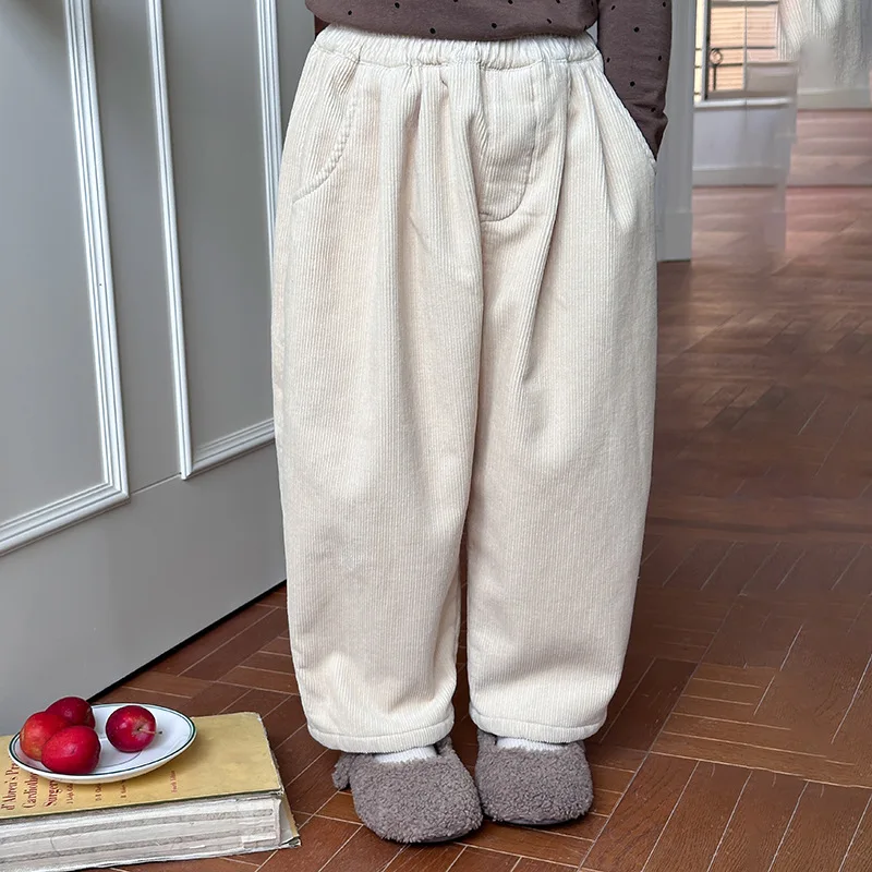 2024 Fashion Versatile Children's Corduroy Pants for Boys and Girls Loose and Casual Composite One Piece Pants