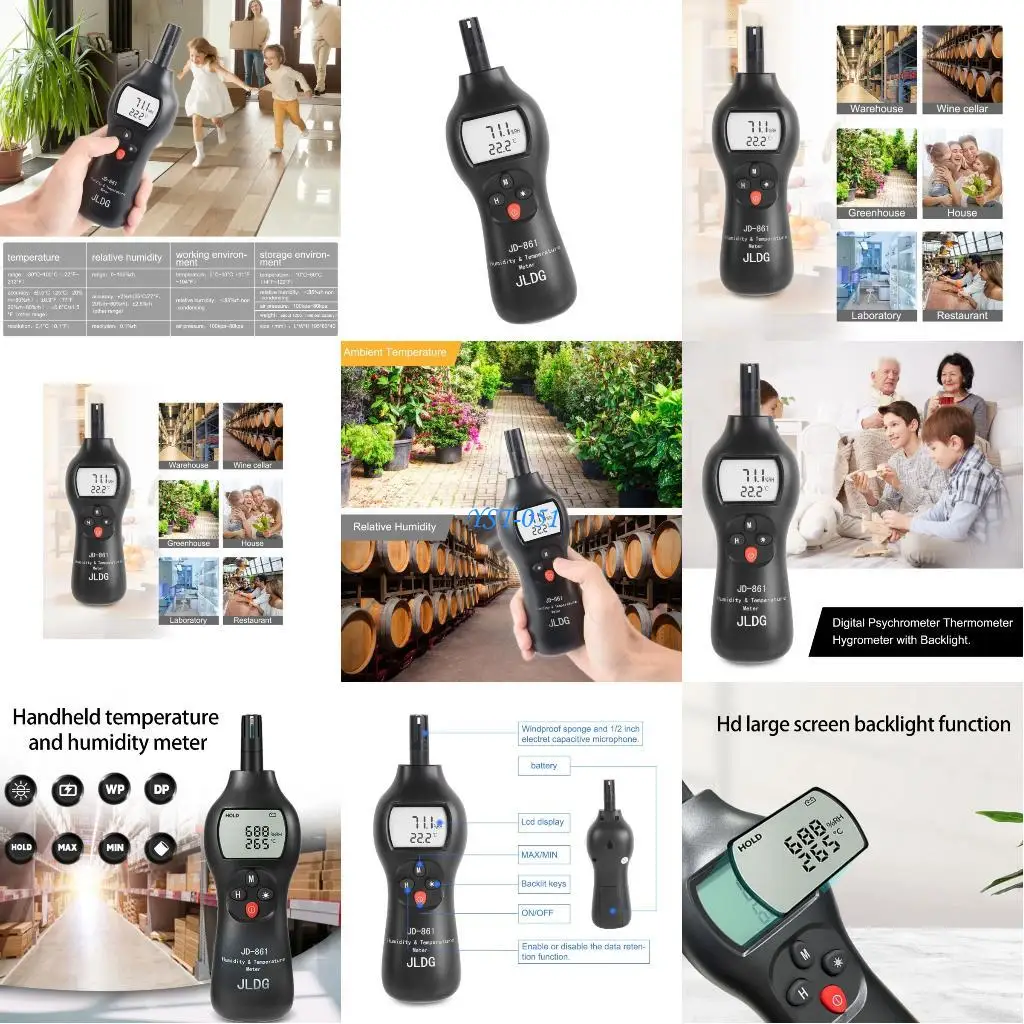 

E15A High Accuracy Digital Hygrometer Thermometers with Large LCD Display for Homes Use