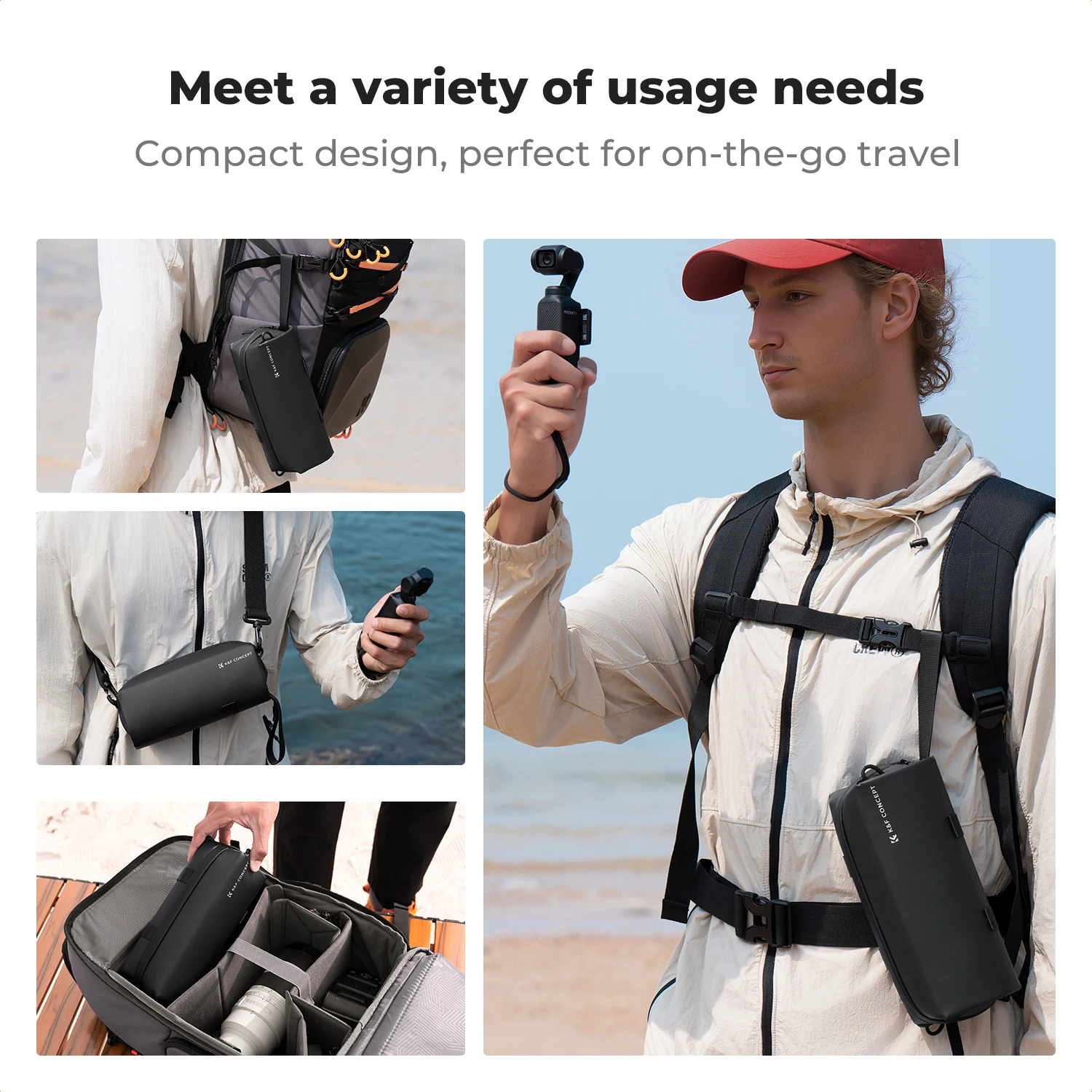 K & F Concept para DJI OSMO Pocket 3 bolsa de transporte portátil impermeable para DJI Pocket 3 accesorios de Cámara de Acción estuche de almacenamiento