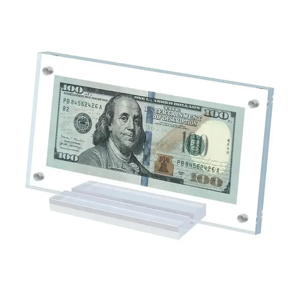 

Acrylic Desktop Banknote Display Frame Transparent Paper Currency Collection Stand Frame for Collectors Ticket Protector