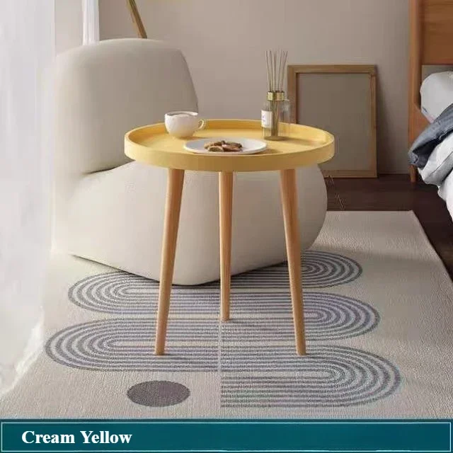 Minimalist Coffee Table, Nordic Style Round Table with Three Wooden Legs, Side Table Used for Living Room, Bedroom, and Balcony