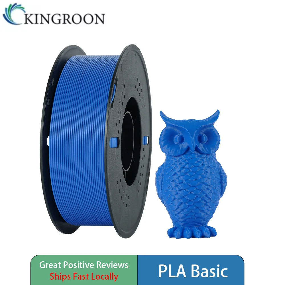 KINGROON PLA 3D Printer Filament 1KG 1.75mm 1 Spool, +/-0.02mm Dimensional Accuracy, High Toughness Low Warp Strong Layer Adhesion, Clog‑Free Bubble‑Free, High Impact Strength Neatly Wound No Tangling, Consumables for FDM 3D Printer DIY 3D Printing