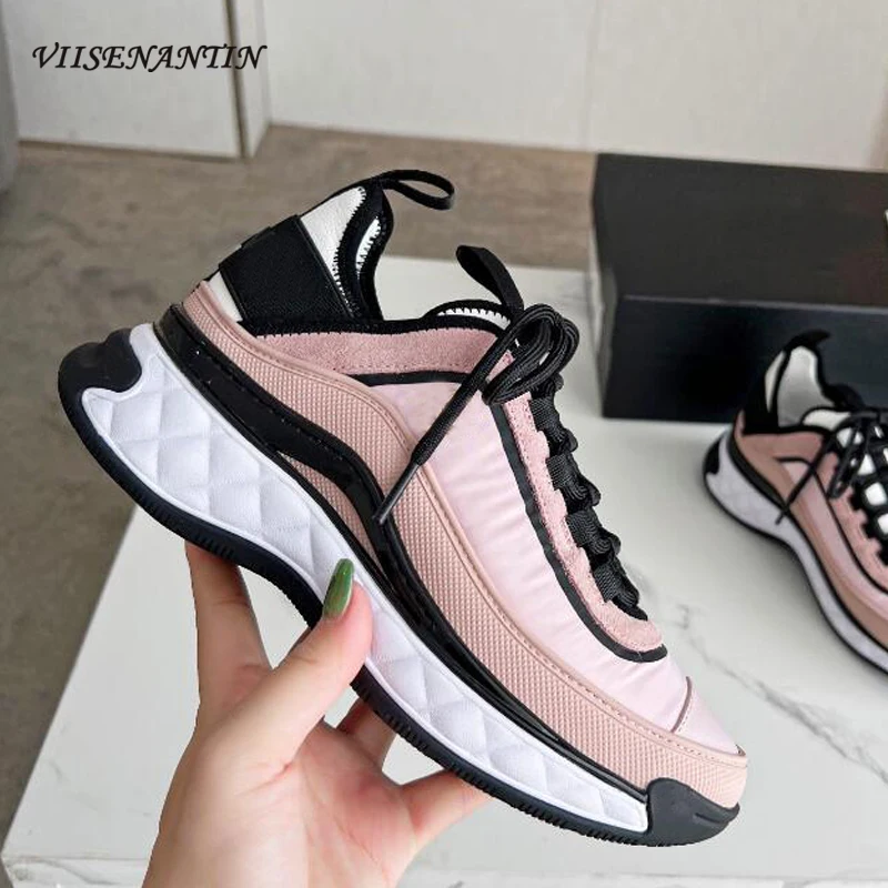 

Leisure Style All Match Women Fashion Sneakers Shoes Mix Color Lace Up Round Toe Comfortable Loafers Shoes Autumn Spring Shoe