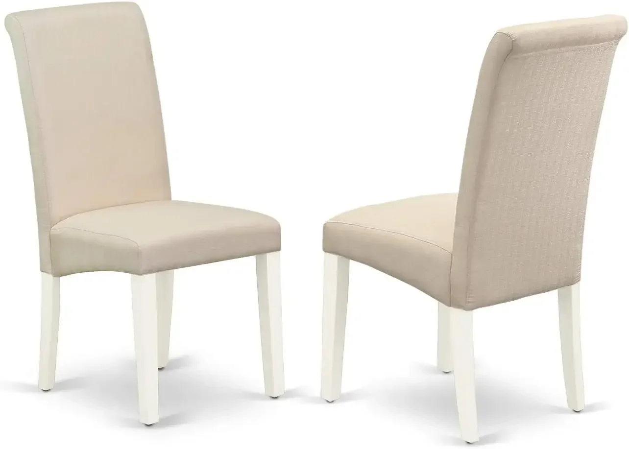 [أفضل بائع! تشتمل مجموعة طاولات الطعام الحديثة المكونة من 9 قطع على طاولة خشبية مستطيلة مع أوراق فراشة و8 بارسونز من قماش الكتان الكريمي