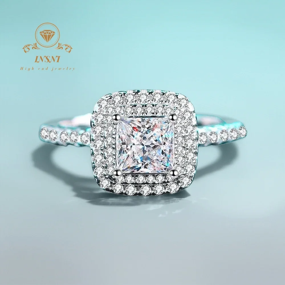 

Кольцо с муассанитом 1 карат, огранка «Принцесса», серебро 925 пробы с покрытием из золота PT950, сертифицированное, роскошное, европейско-американское женское ювелирное украшение