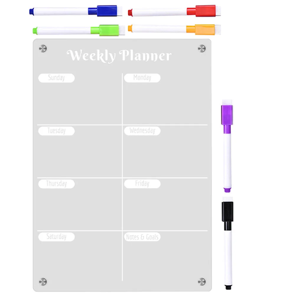 Wekelijks plannerbord Magnetische koelkast Droog uitwisbare kalender Helder voor koelkast Acryl Wit schema Dagelijkse planning Keuken