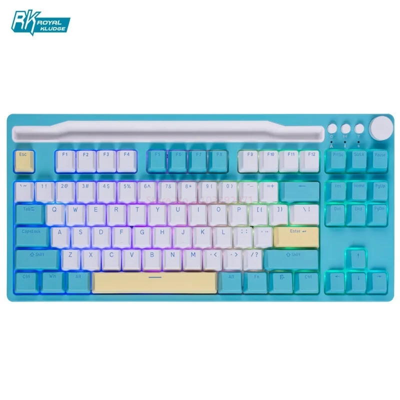 Imagem -06 - Teclado Mecânico 3-mode Pbt Key Cap Slot para Cartão Pode Colocar Tablet 87 Chaves Computador Laptop Teclado do Escritório Rgb Hot Swappable Rk-h87