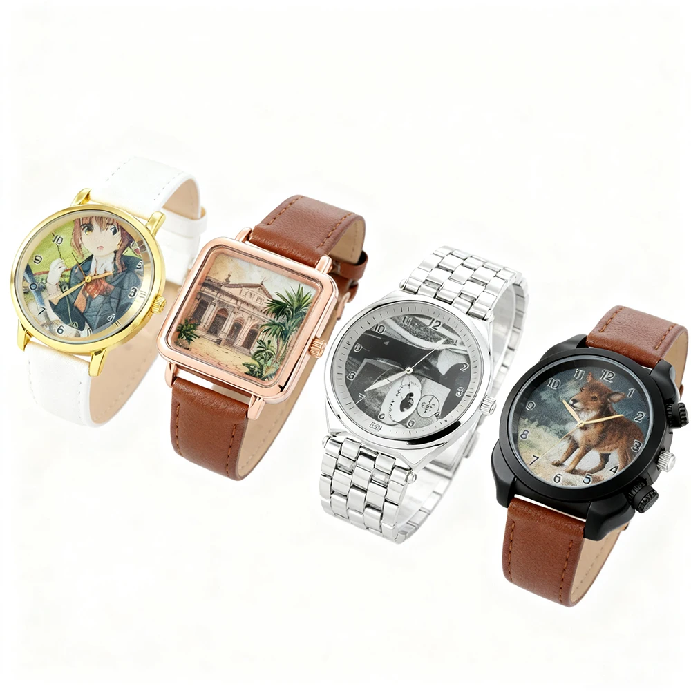Aangepast gepersonaliseerd patroon horloge Unisex bedrukte foto Campus Punk Cool Style aangepast polshorloge Vakantie Memorial Gift