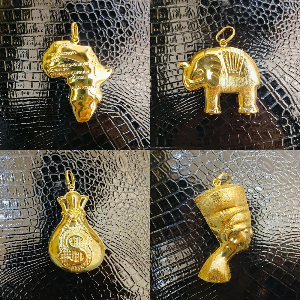 Gold Plated Pendants for Necklace Women Men Fashion 18k Gold Color African Map Design Pendant Jewelry Making for Party Daily