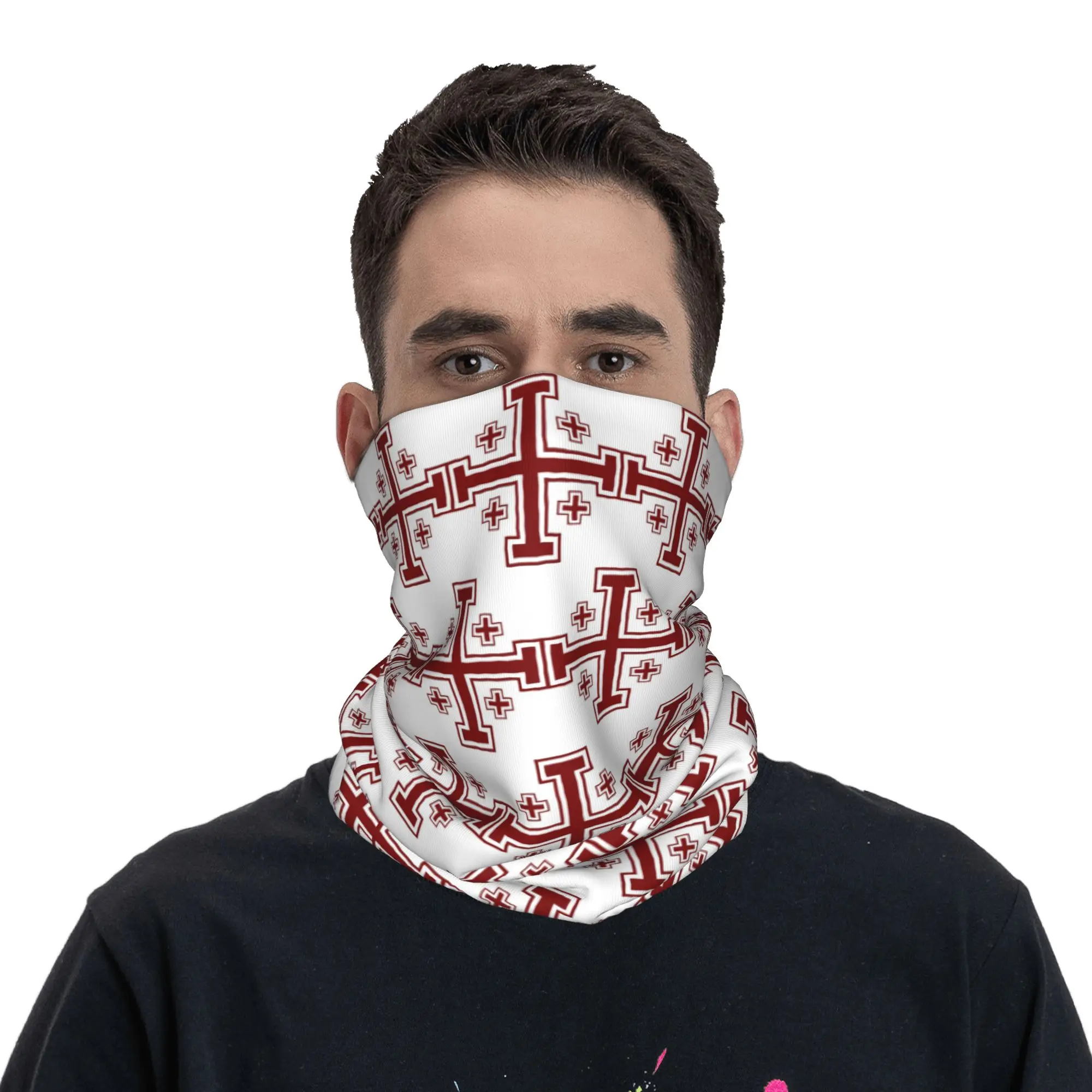 

Kingdom of Jerusalem Cross Coat of Arms Symbol Bandana Neck Cover Printed Wrap Mask Scarf Headband Hiking Fishing Unisex Adult