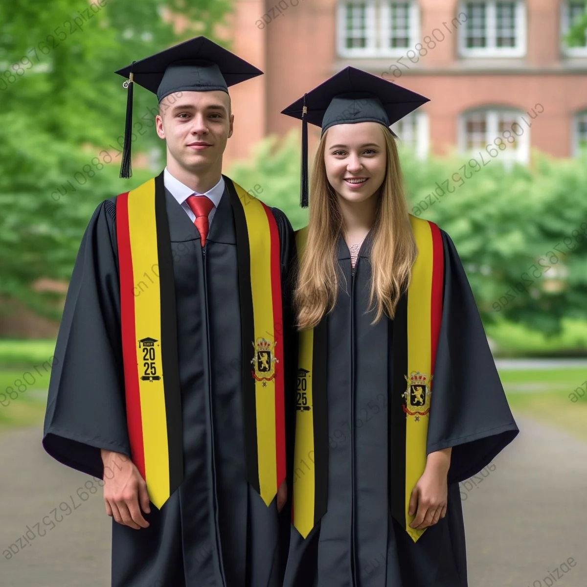 

New Belgium Flag Unisex Top Print Graduation Stole Sash Adult Plain Graduate Honor Stole Class of 2025