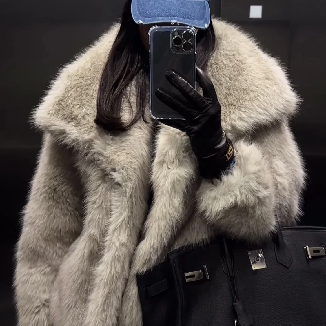 Women's Fur Coat Large Collar Loose ort Sle Mink Fur Warmth Outerwear Casual Wear Spring Autumn Winter Faion Sle