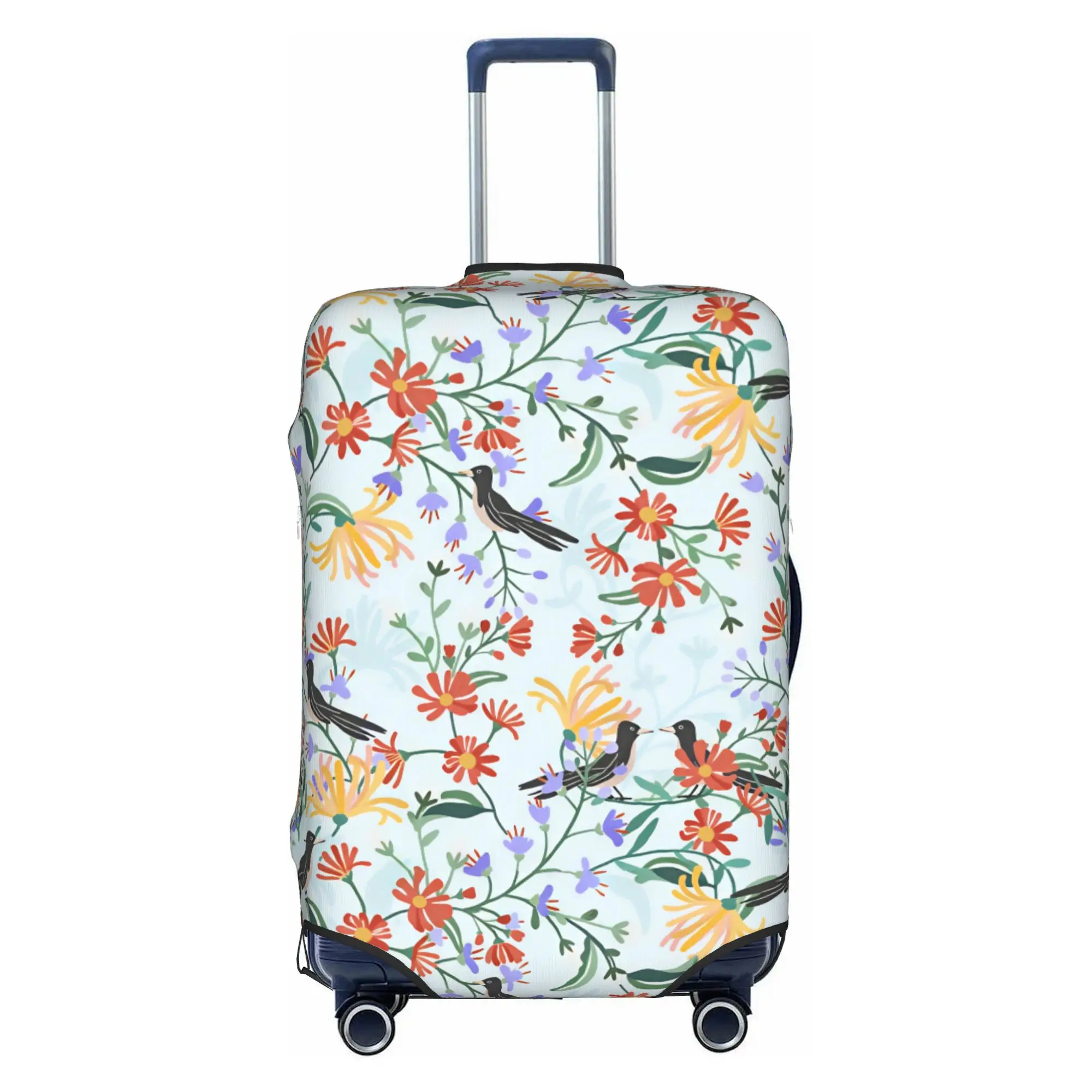 High Watercolor Birds And Plant Flowers Suitcase Cover Elastic Luggage Covers Protector for 18-32 inch