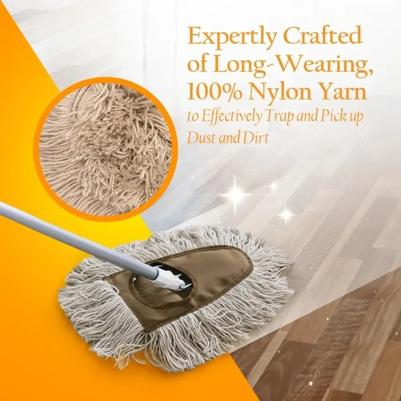 Washable Nylon Dry Mop Removes Dust and Dirt from Surfaces and Hard to Reach Areas (Complete Mop)