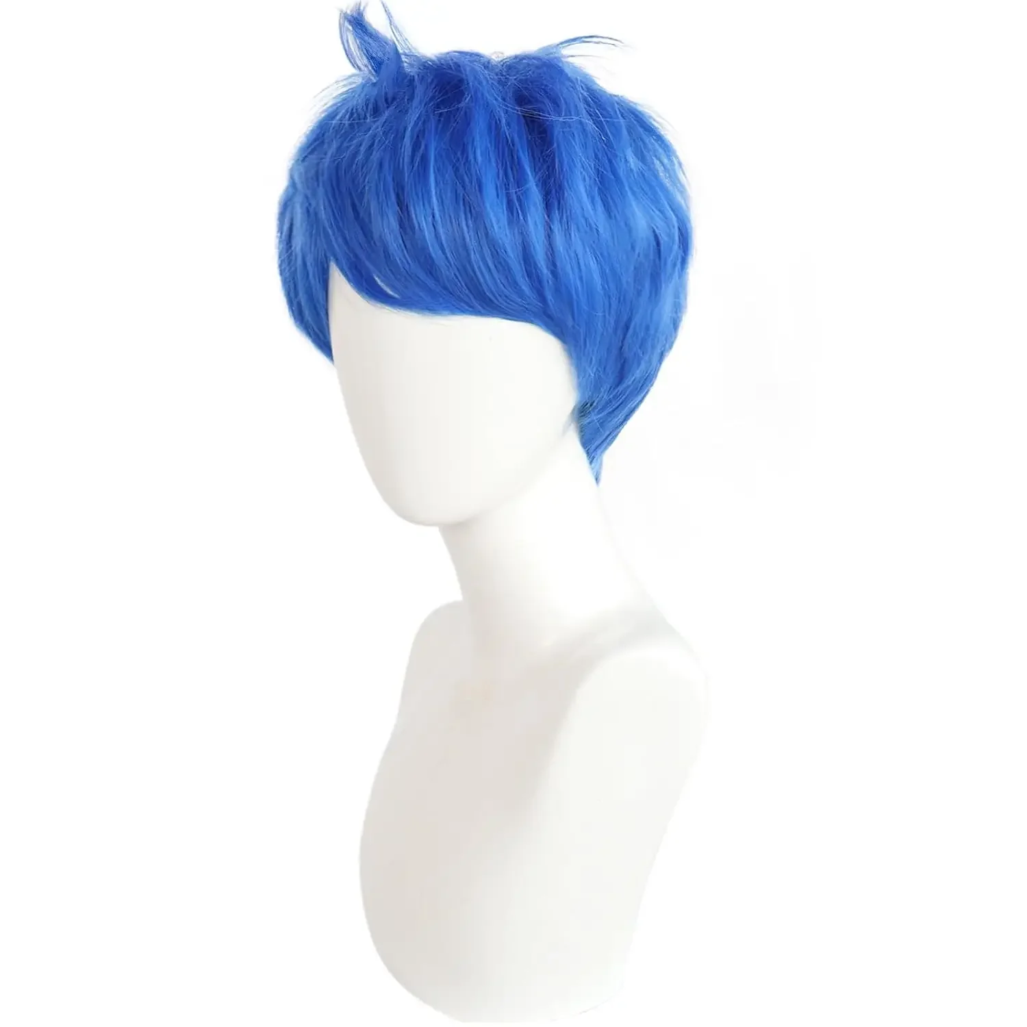 Joy Inside Out Cosplay-Perücke, blaues kurzes Haar, glattes Haar mit Pony für Frauen, Anime Cos, perfekt für Halloween-Party-Perücken