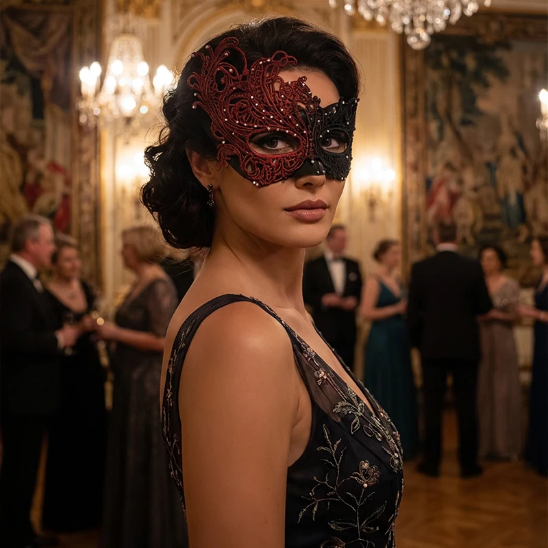 Masque de mascarade en dentelle avec strass pour femmes, Sexy, pour carnaval, Halloween, demi-visage, fête Festive, masques de Cosplay