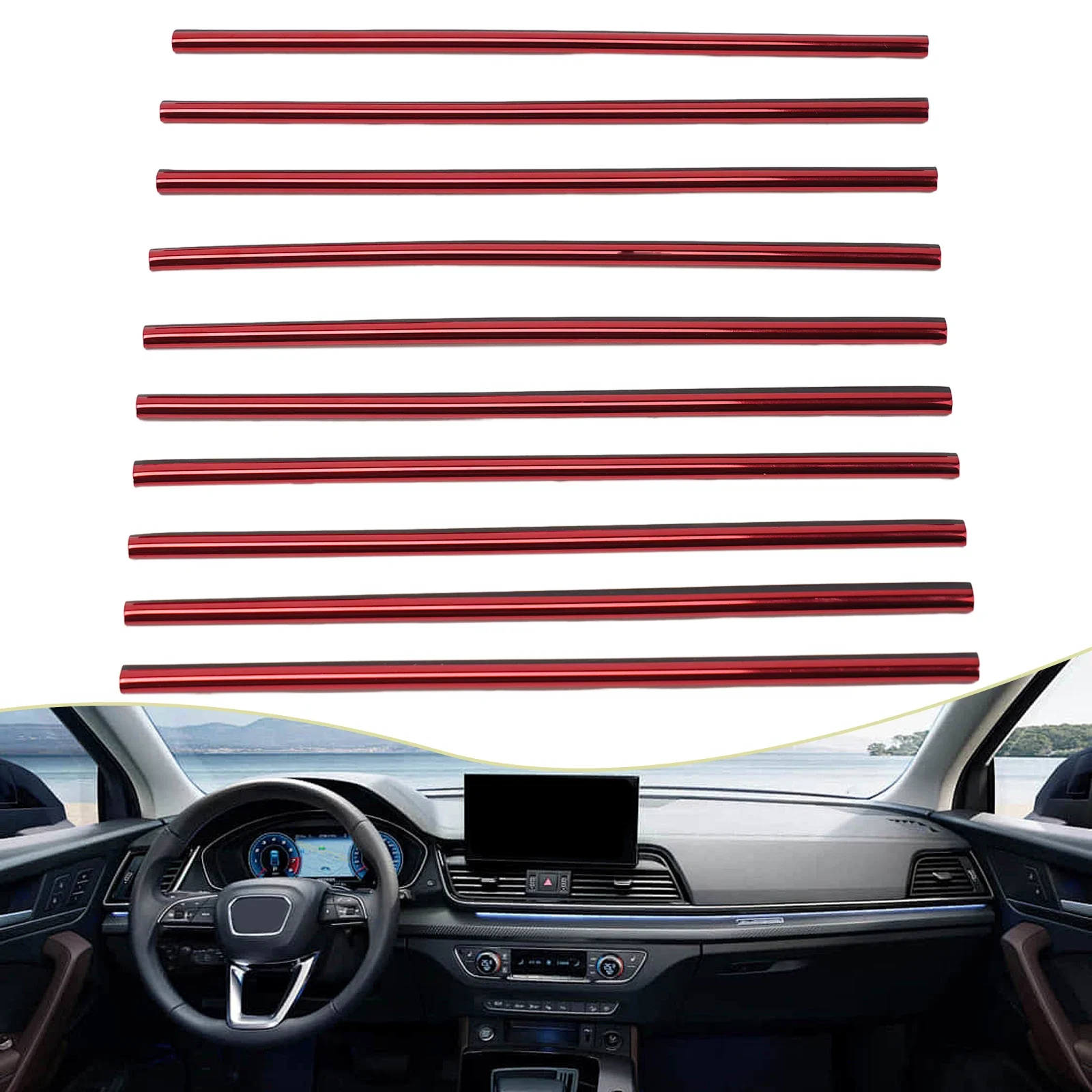 

10Pcs Car Interior Air Conditioner Outlet Decoration Stripes Cover Accessories Car Air Conditioning Vent Decorative Strips