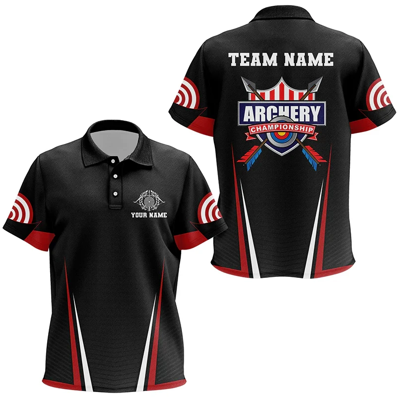 Trend Archery Polo Shirt For Men Personalized Custom Name Team Name 3D Printed Sports Tees Casual Streetwear Loose Team Uniforms