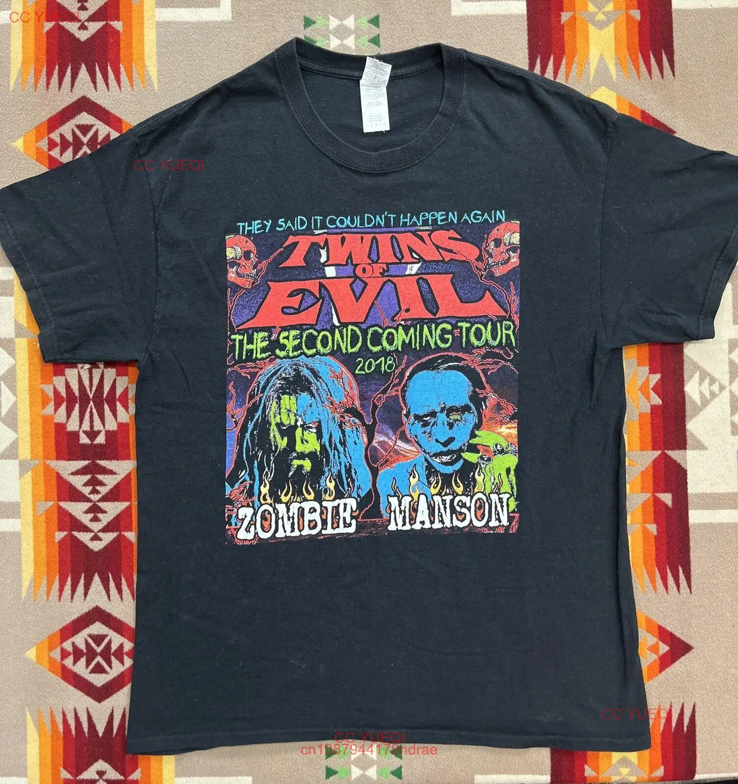 Винтажная рубашка с Робом Зомби Марлин Мэнсон Близнецы зла 2018 Тур Sz L