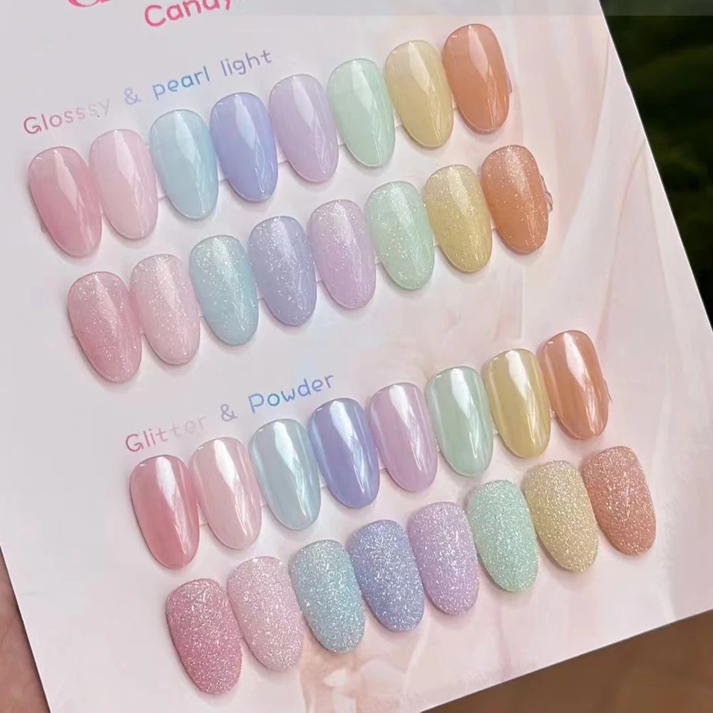 Candy Unha Polish Gel Set, Soak Off, Macaron Cor, UV vernizes LED, Nail Art Kit, Ice Cream, Primavera, Verão, 8pcs, 15ml