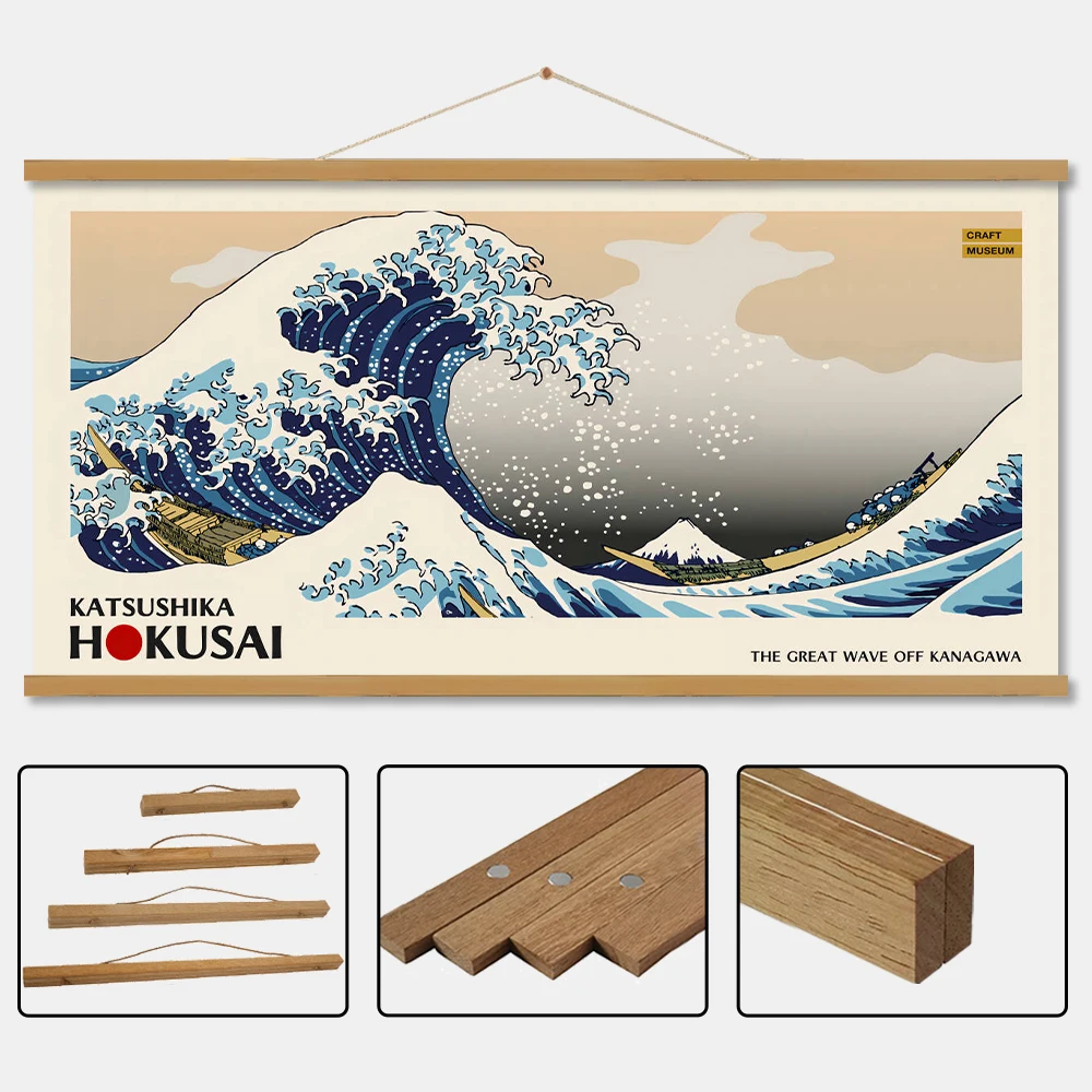 Chi DIY Magnetic Frame Teak Pine Poster Picture  Wooden Photo Frame Painting Canvas Poster Frame Art Hanger Perfect Gift