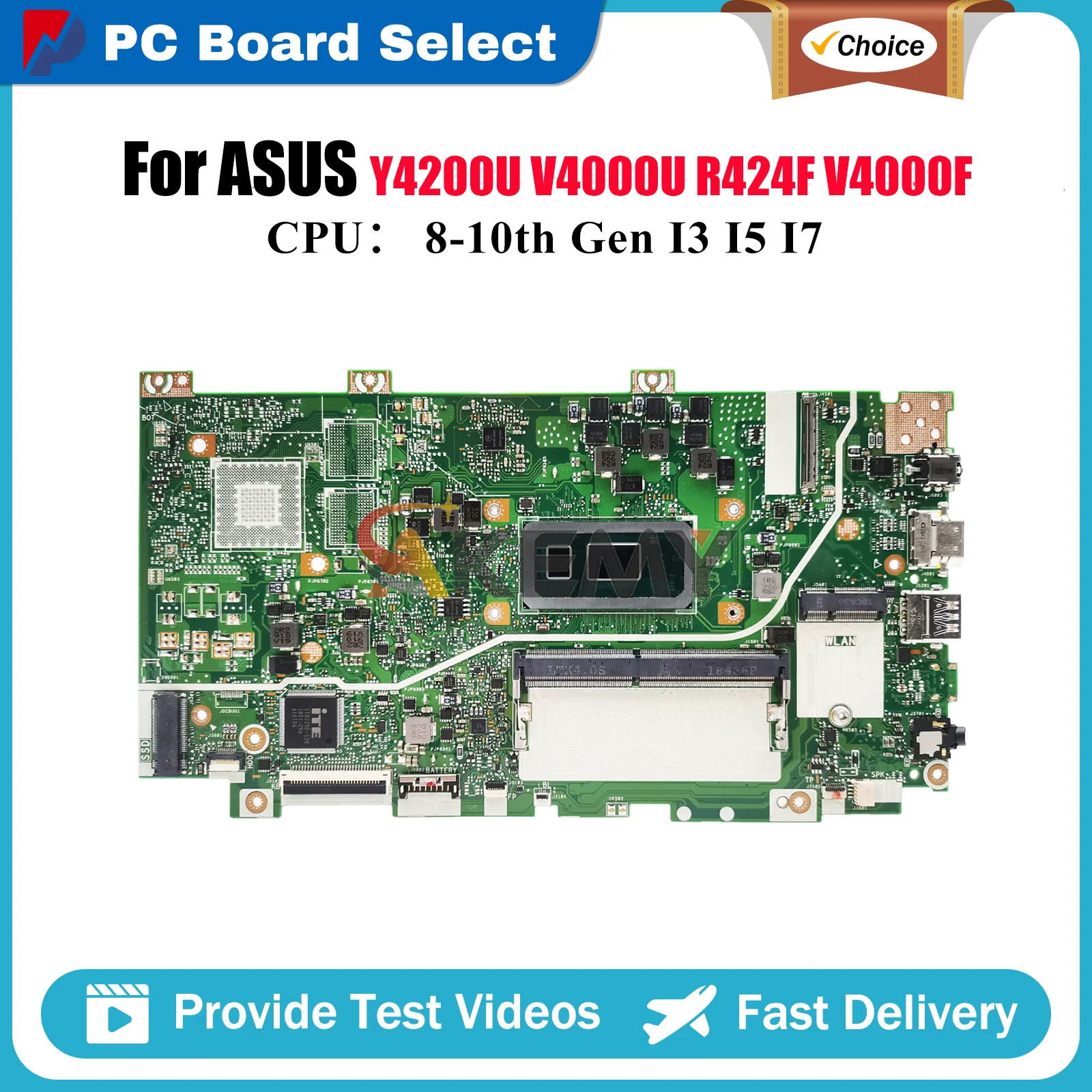 

X412FA Laptop Motherboard For ASUS V4000U X412FLG X412FL Y4200U X412F R424F X412FJC V4000F X412FAC Mainboard With I3 I5 I7 CPU