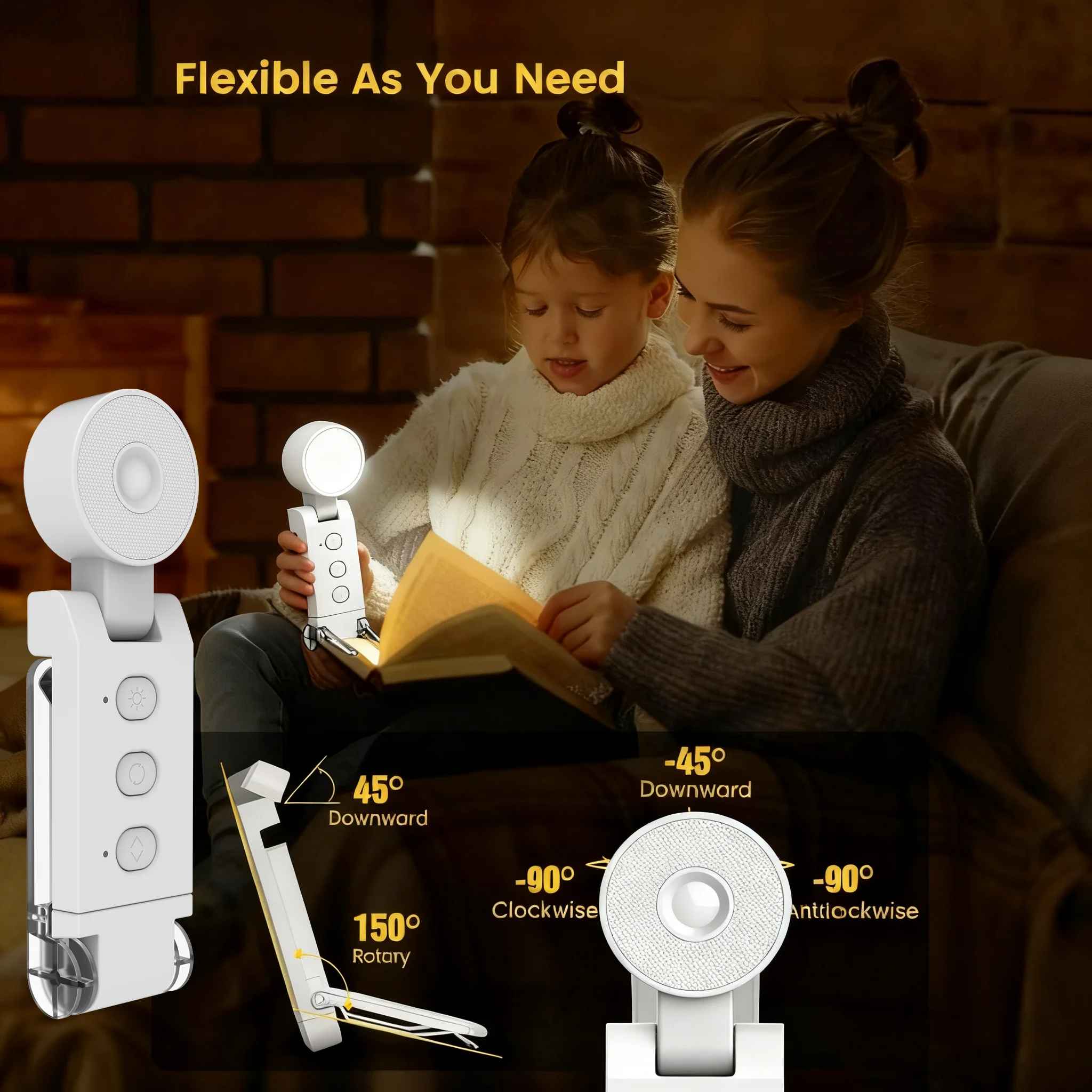 ضوء قراءة MF USB قابل لإعادة الشحن للقراءة ليلاً في السرير، مشبك LED على ضوء الإشارة المرجعية المحمول للقراءة في السرير #4