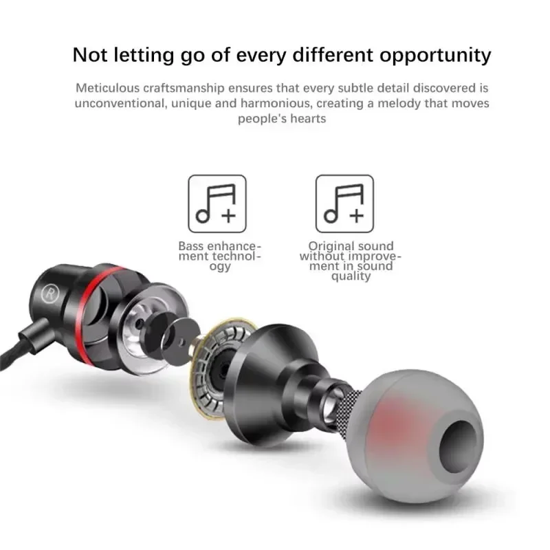 ZLRLMHY High Quality Bass Noise Cancelling Headphones,Metal Headphones with Microphone,in EarSports Headphones for Mobile Phones