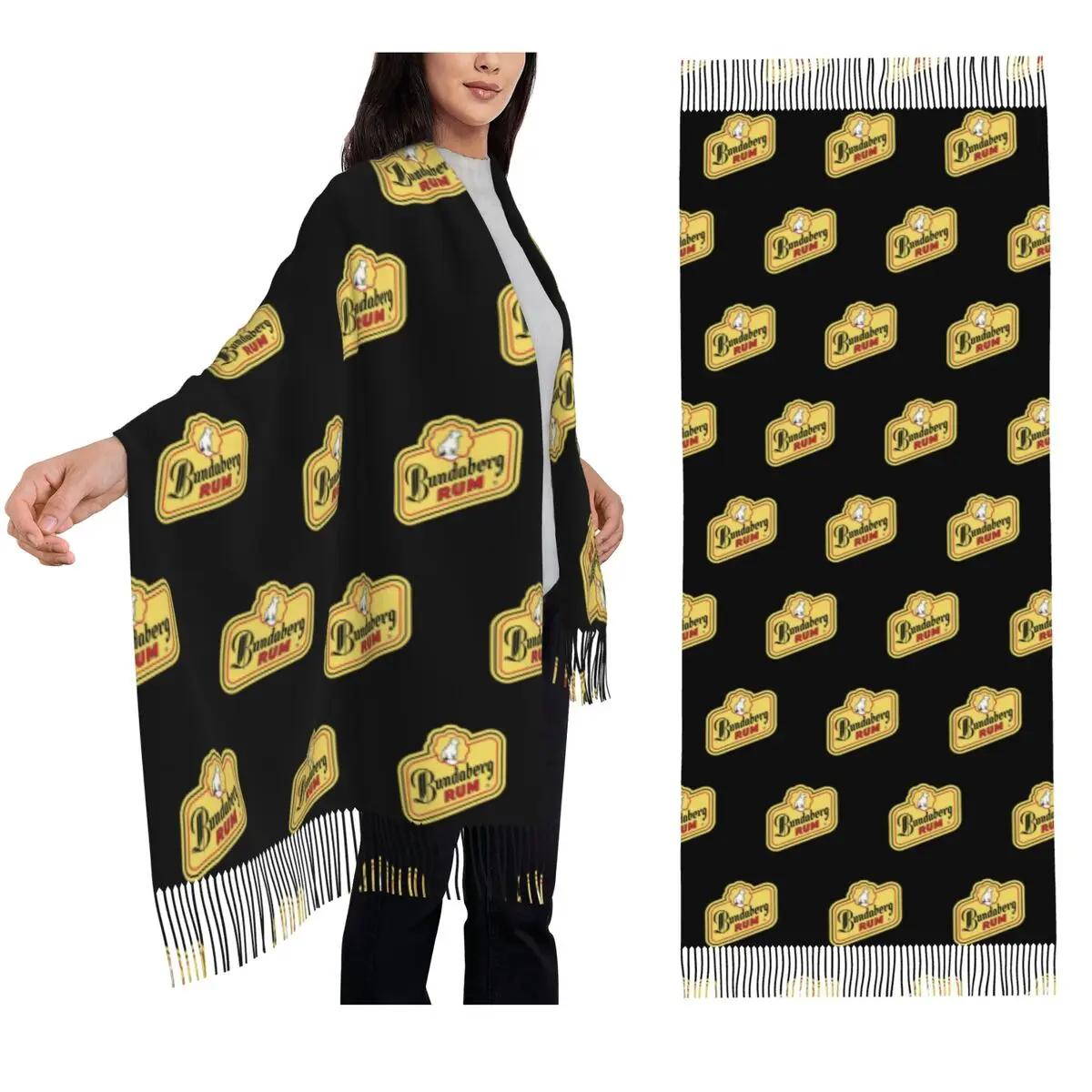

Bundaberg Rum Шарф Шарфы с кисточками Женские мягкие теплые шали и накидки Длинная осенне-зимняя шаль