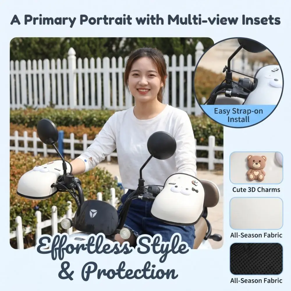 

3D Stickers Motorcycle Sunscreen Gloves Anti UV Hard Shell Motorcycle Handlebar Muffs Breathable Mesh DIY