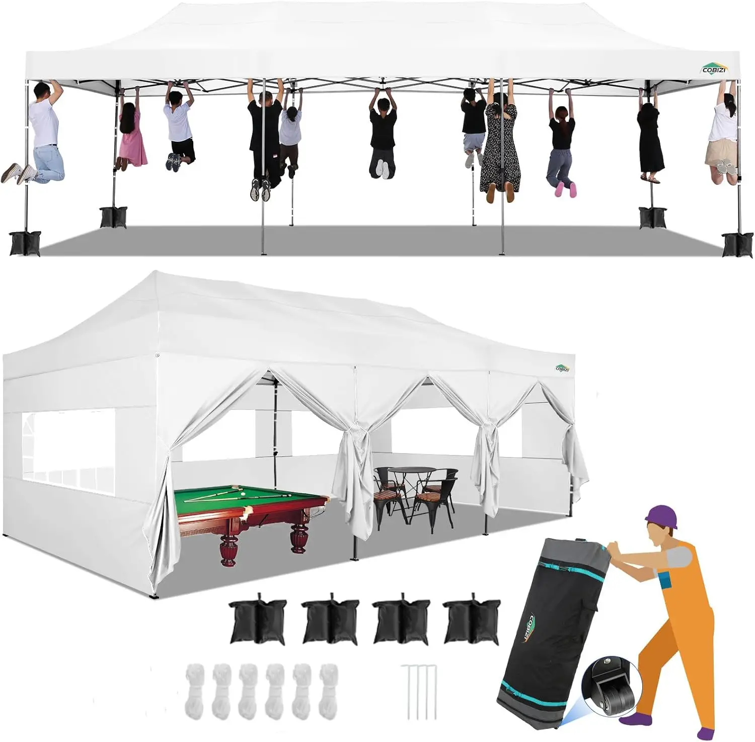 

10x30 Pop up Canopy Tent 10x30 Canopy with Sidewalls, Heavy Duty Party Tent Tents for Parties, Foldable UPF 50+ Waterproof