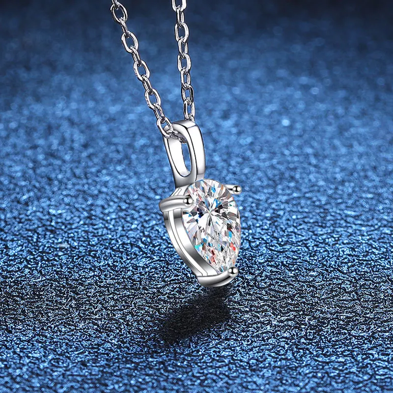 18K gold inlaid diamond pendant PT950 platinum shaped water droplet necklace moissanite 1-carat D-color fashionable necklace