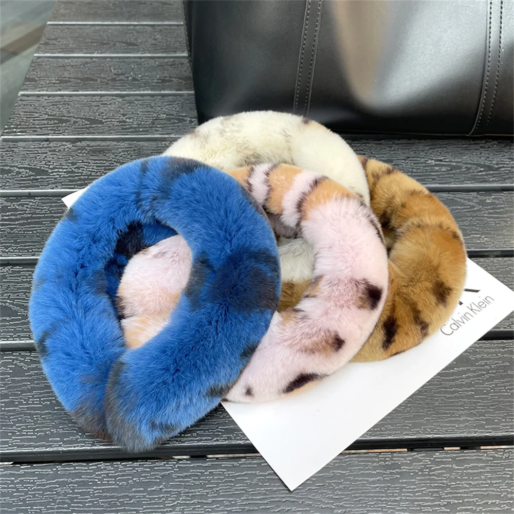 

New Luxury Lady Hair Clips Winter Real Rabbit Fur Headband For Women Accessories Solid Head Wraps Warm Furry Hair Bands Gift