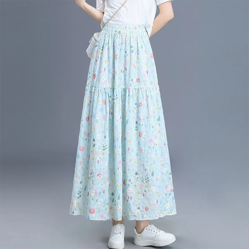 

Юбка ZUZK женская с вышивкой, элегантная длинная юбка с цветочным узором, новая корейская юбка с эластичной талией, фееричная юбка, пышная юбка, повседневная юбка