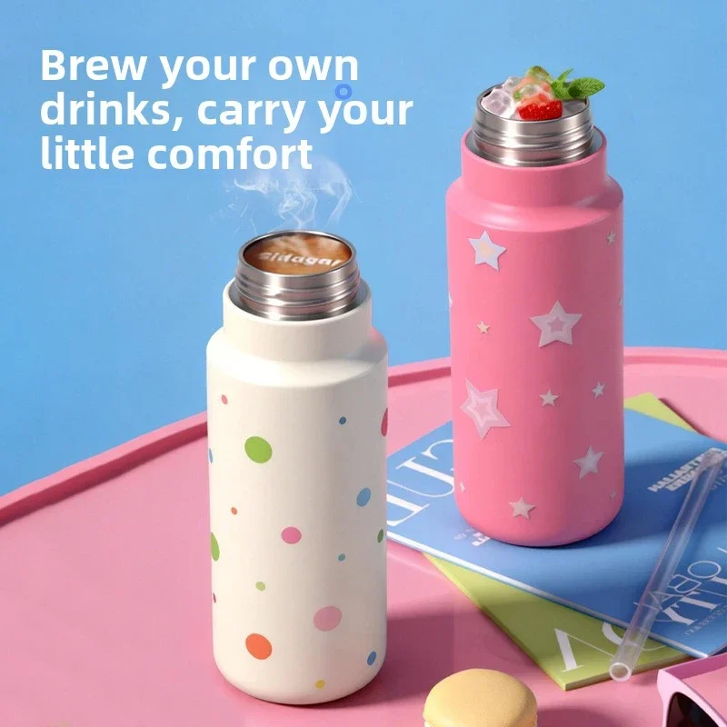 Mini Thermos Cup 220ml/350ml Pocket Cup Stainless Steel Thermal Coffee Mug Vacuum Flask Insulated Hot Water Bottle Kids Gift view 2