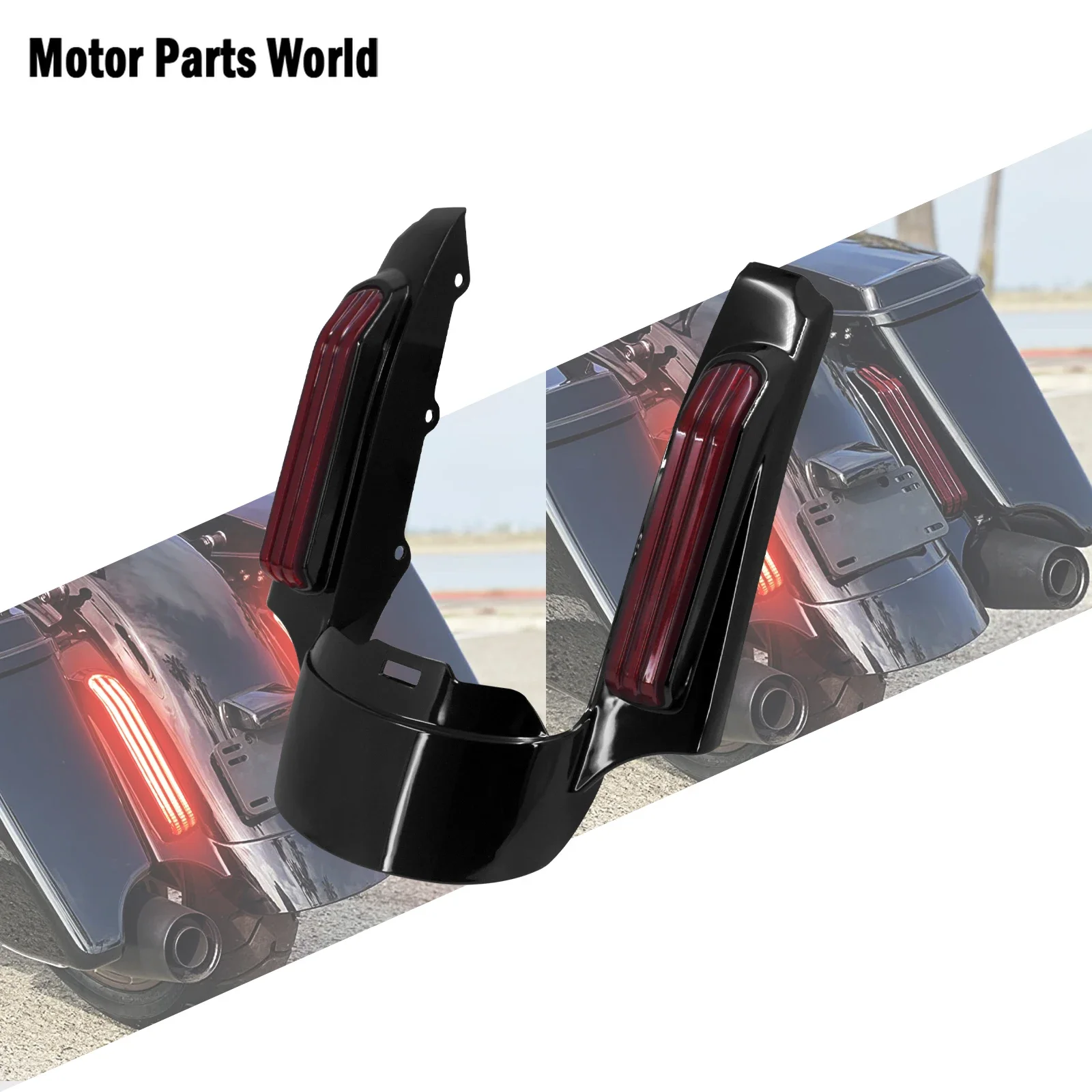 Motorcycle Rear Fender Extension Fascia With LED Light For Harley Touring Electra Street Road Glide Ultra Limited FLHR 2014-2024