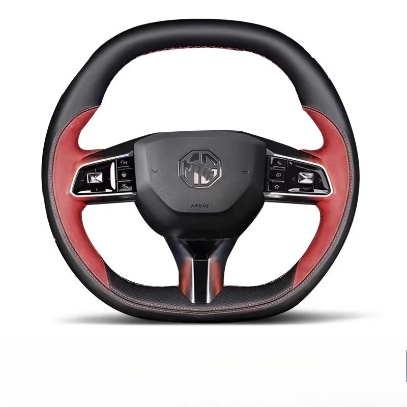 for-mg-mg7-2023-2025-hand-stitched-non-slip-wine-red-black-genuine-leather-car-steering-wheel-cover-auto-parts