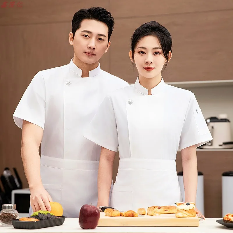 Chaqueta de Chef de manga corta de malla fina y transpirable de verano para Catering, Hotel, restaurante, cantina, pastelería, panadero, ropa de trabajo, ropa de cocina