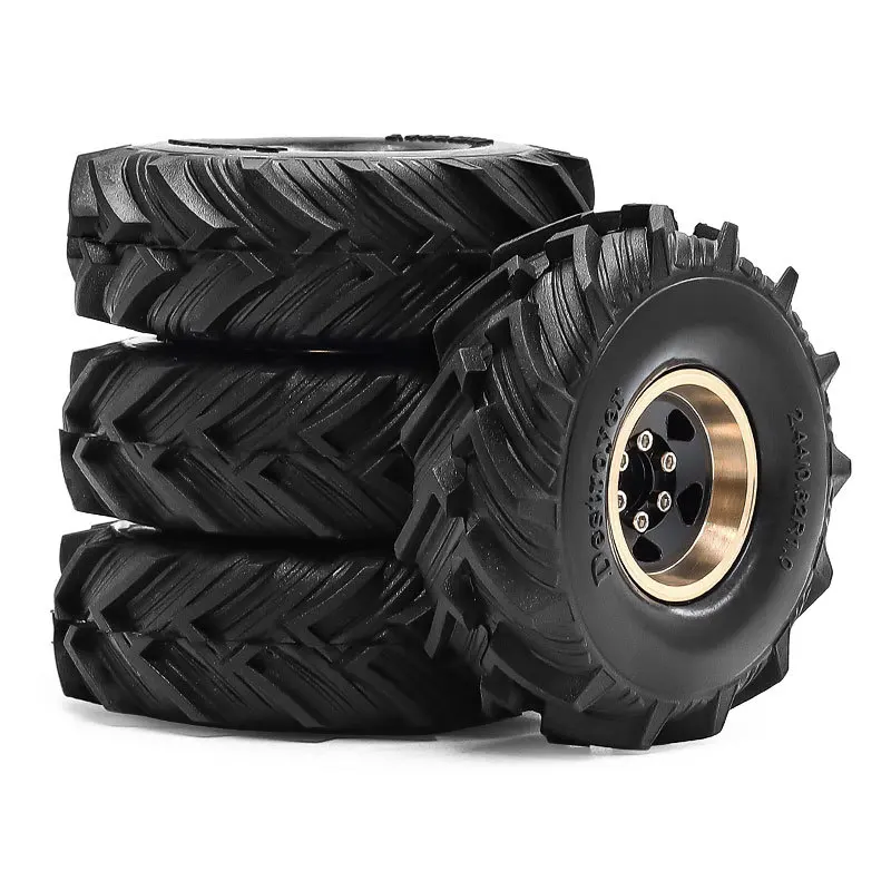 

RC полностью латунный обод колеса 1,0 с бисером и колеса, шины для 1/18 1/24 Trx4m SCX24 FCX24, RC гусеничный автомобиль, 4 шт.