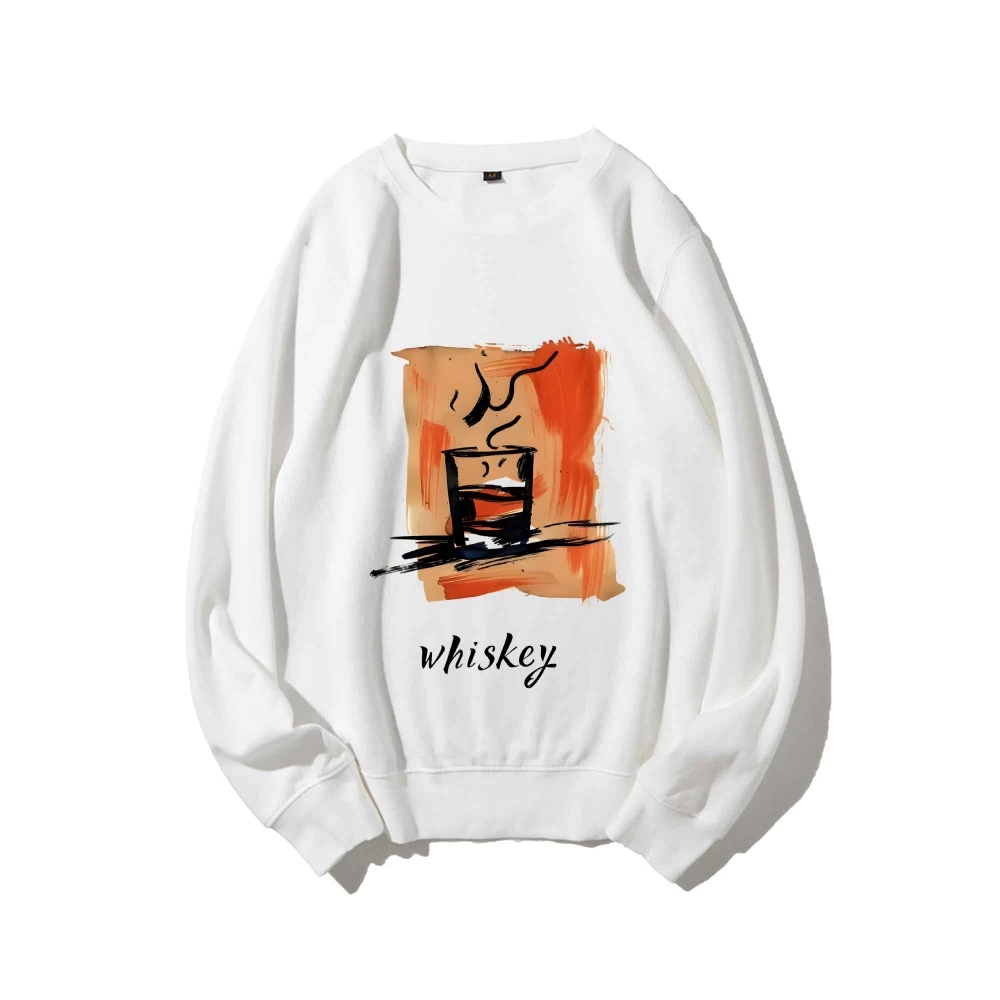 Hand Drawn Whisky Cool Unique Design Retro Vintage Sweatshirt Graphic Hoodies Y2K Casual Daily Wear Versatile Stylish Pullover