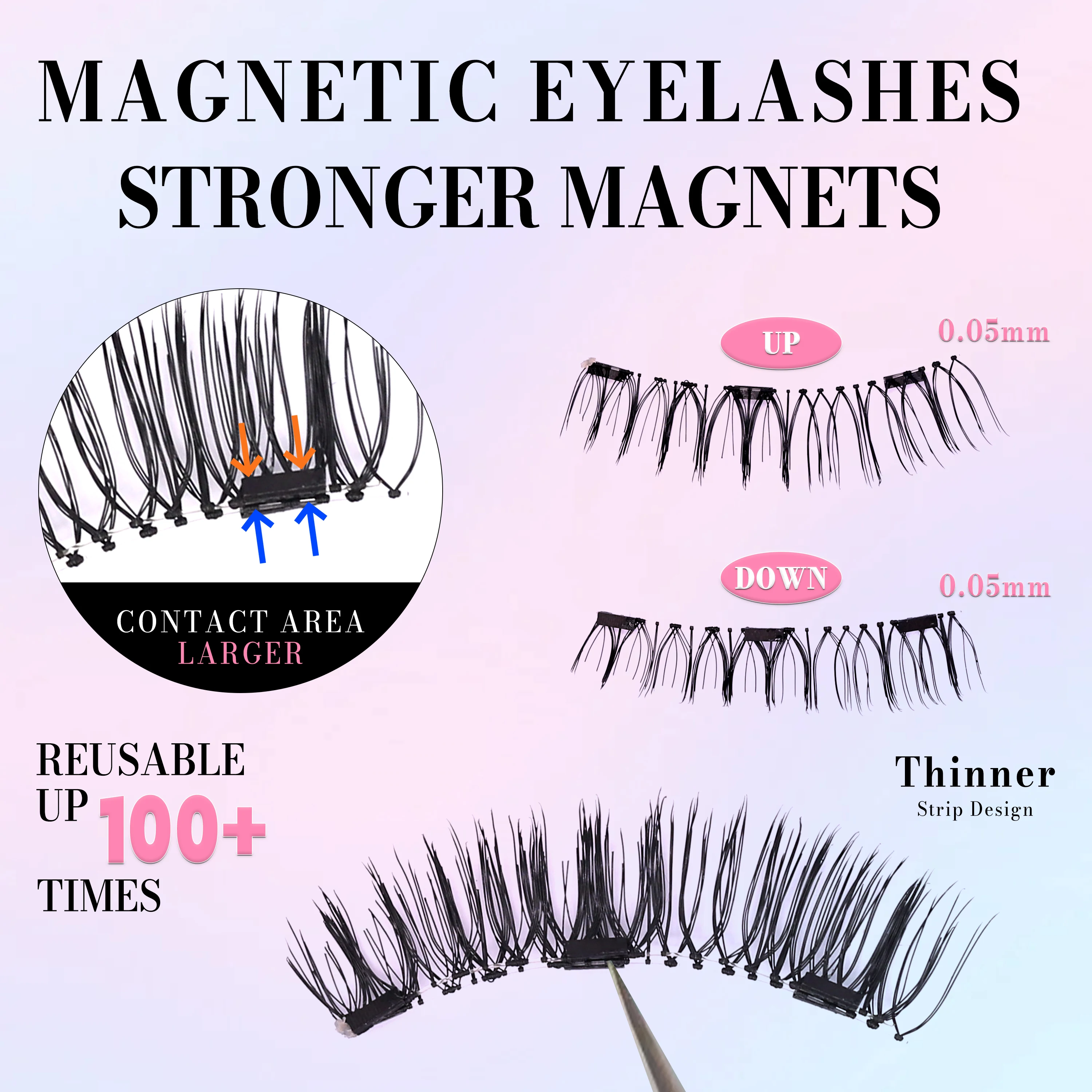 رموش مغناطيسية جديدة وشعبية، زوجان، تمديد الرموش بدون الحاجة للصمغ، أنماط مختلطة، سهلة التطبيق والإزالة، تغليف جديد