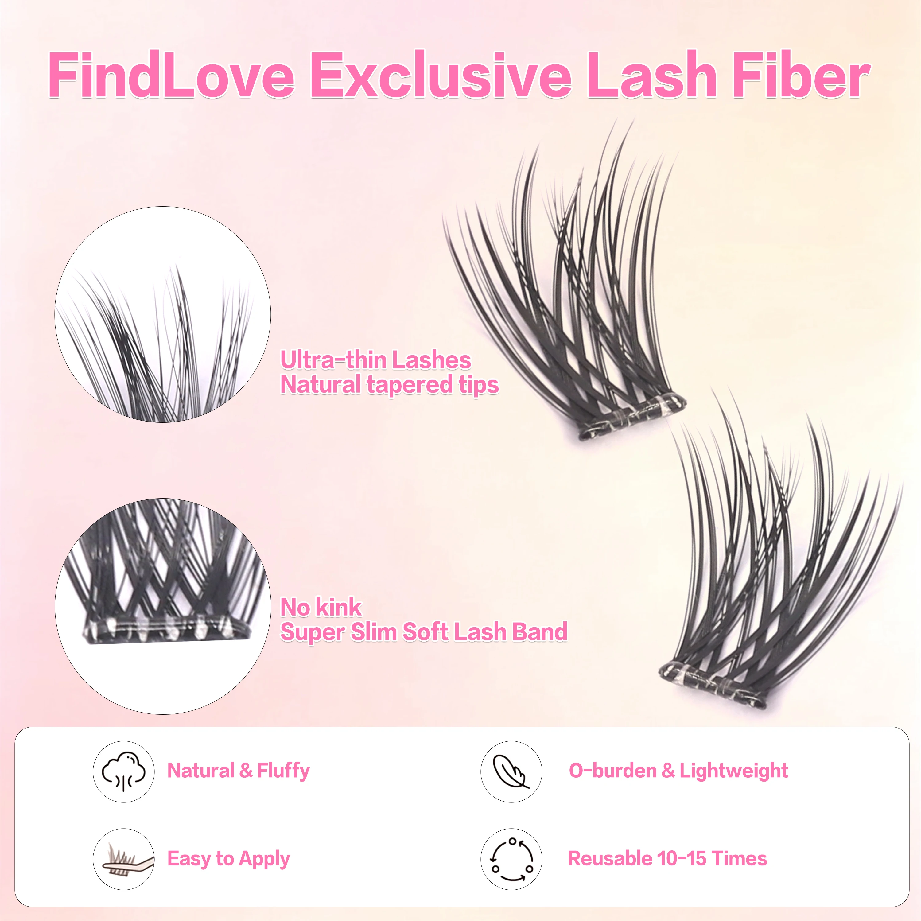 ขนตาปลอมแบบติดเองคุณภาพสูง ยอดนิยม ใช้ซ้ำได้ 3-4 ครั้ง ทำมือ ความจุเยอะ งอน C ผสม ขยายขนาด ตาสองชั้น