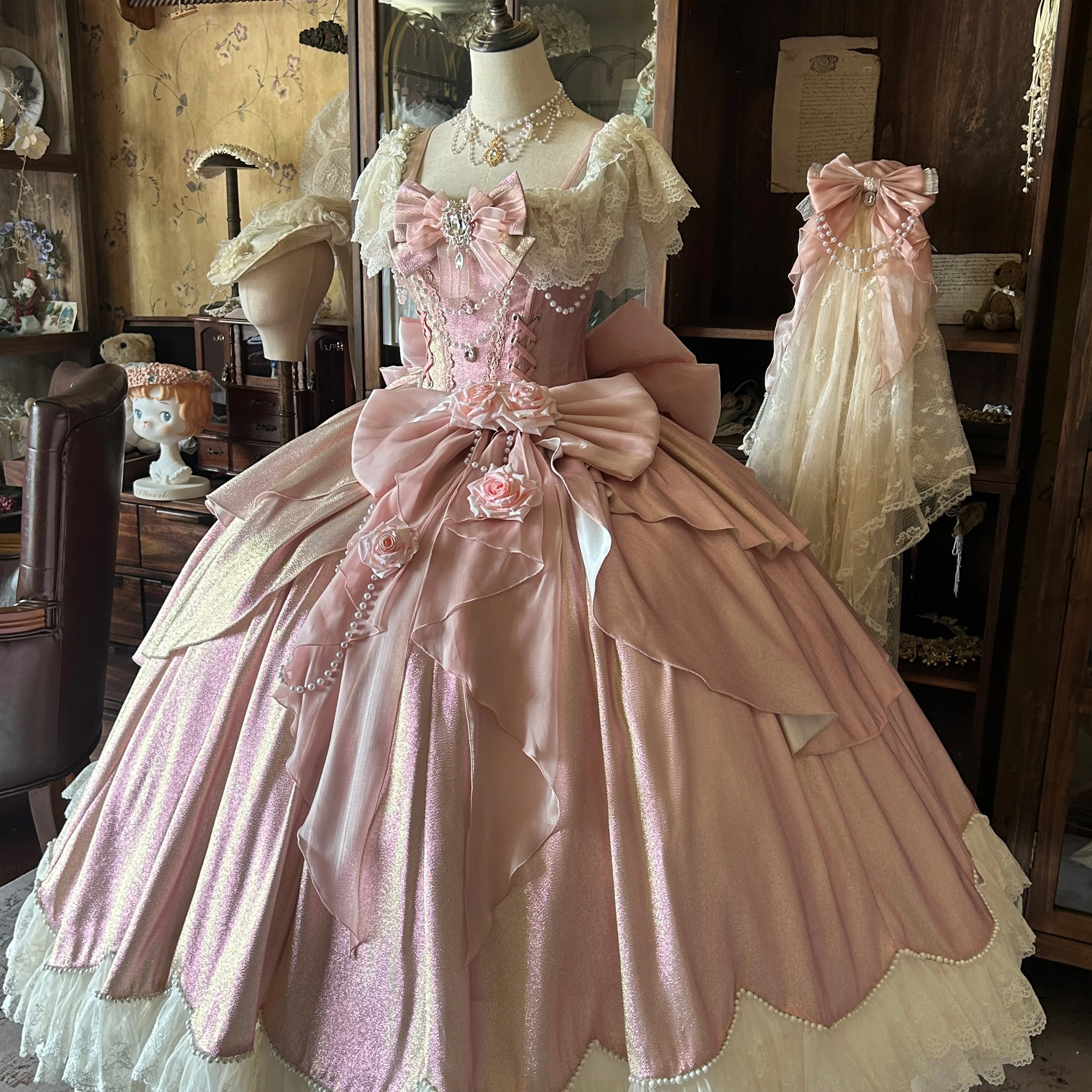 

Роскошное длинное платье-юбка в стиле Лолита для женщин: идеально для свадьбы, дня рождения, выпускного или бала.