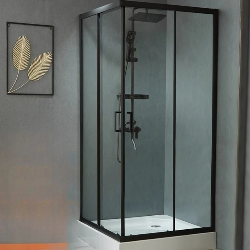 

L-shaped glass partition toilet bathroom sliding door dry and wet separation household