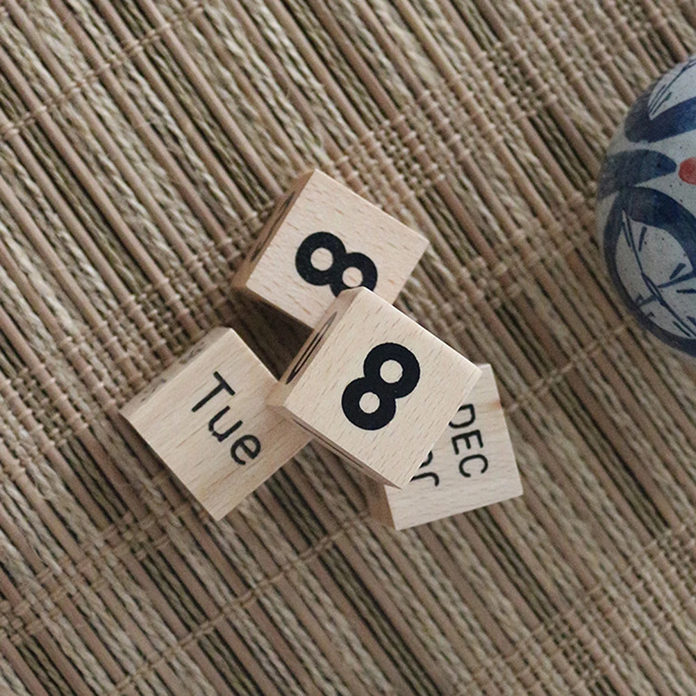 

Marking Wooden Calendar Ornament Office Desk Decor Perpetual Decorations Flip for