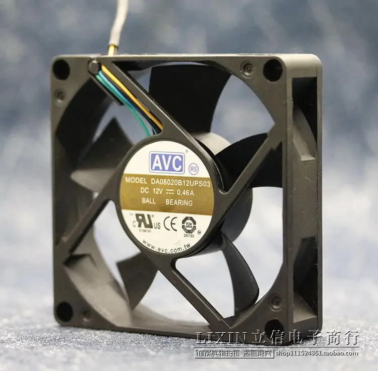 AVC DA08020B12UPS03 DC 12V 0.46A 80x80x20mm 4-Wire Server Cooling Fan