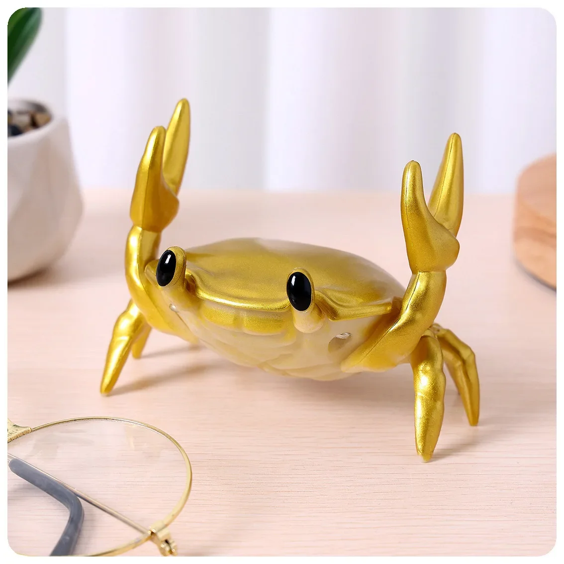 Personality 3D Crab Weight Lifting Phone Holder,Multifunctional Pen Holder Eyeglasses Mobile Phone Stand Desktop Decoration Gift - Image 6