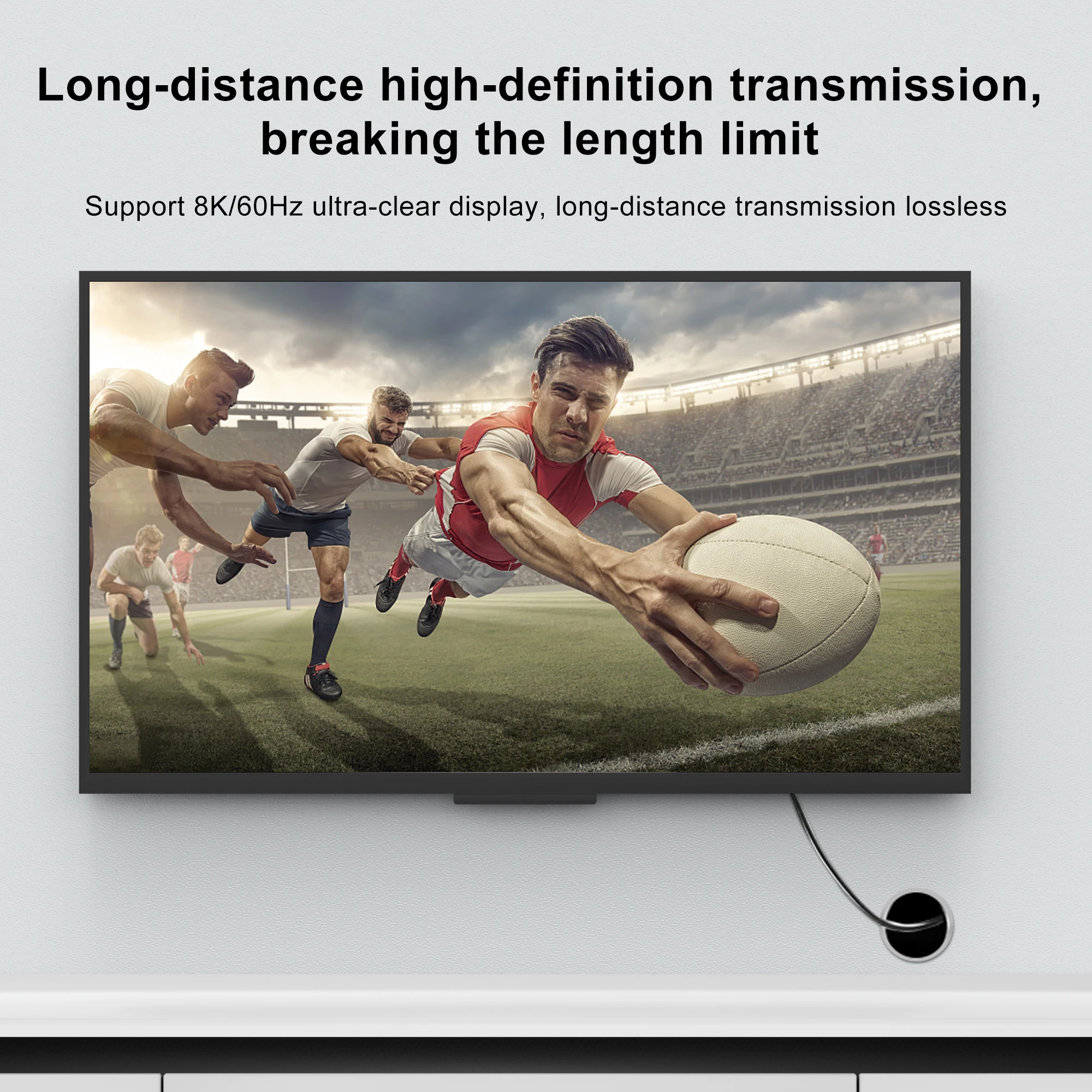 8K@60Hz Ultra-Dünnes Faser-HDMI-2.1-Kabel, Durchziehbares Weiches Schlankes Kabel, 48Gbps 4K120Hz, Lange Distanz Verdeckte Verkabelung HDMI-Kabel – Detail 3